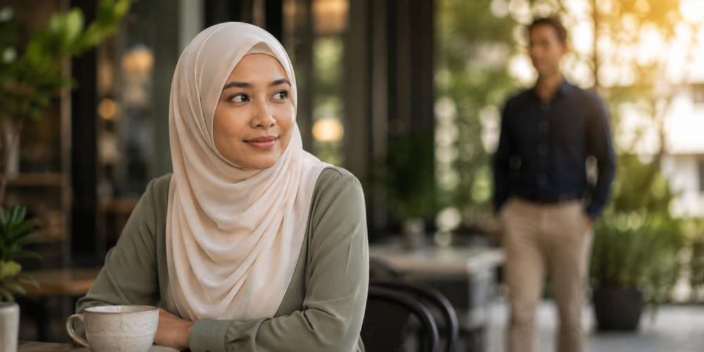 Wanita Muslim bersedia untuk memulakan perkenalan